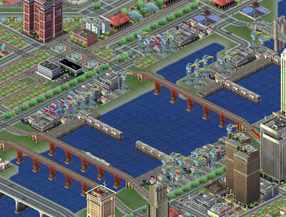 Example of isometric games: Screenshot of "SimCity" game.