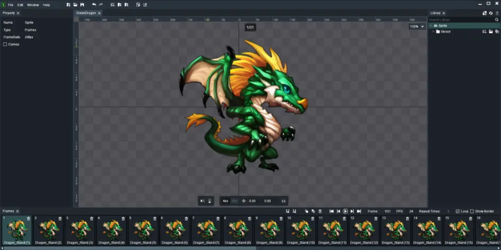 Demonstration of the frame-based screen in DragonBones