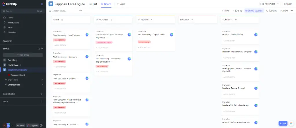 Showcase one of the project management tools: ClickUp.