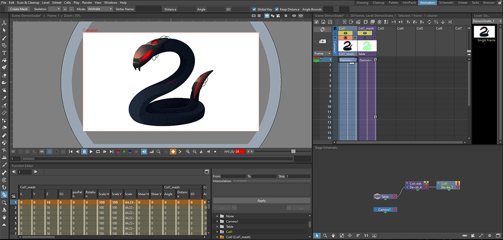 Show the animation user interface of OpenToonz