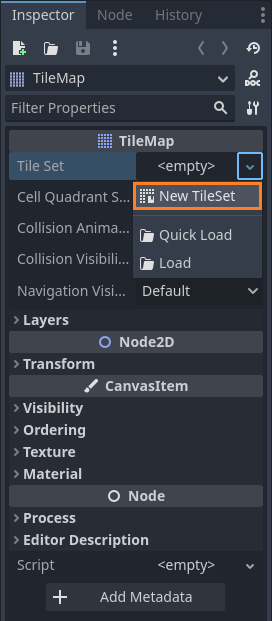 step 1 (a) in how to add collision to tilemaps is to create a new tileset