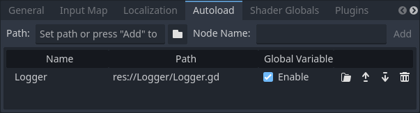 Adding the Logger class into Godot's autoload list