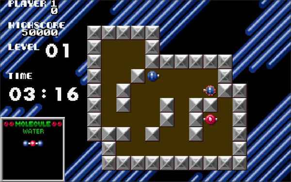 Screenshot of the classic 'Atomix' game (level 1)