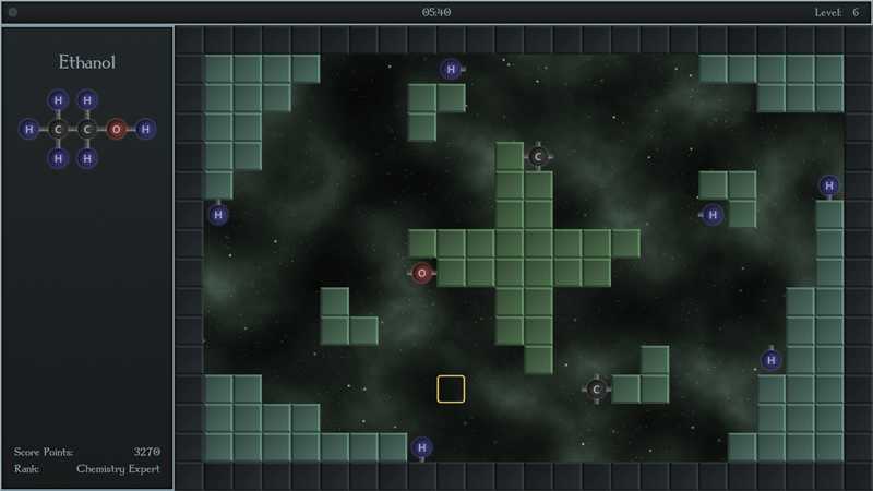 Screenshot of my first game: ChemLab (level 6)