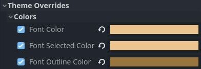 Theme color overrides of the ItemList node in the 'Load Game' user interface menu in Godot 4
