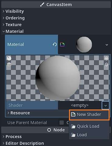 Creating a new shader object instance in Godot 4