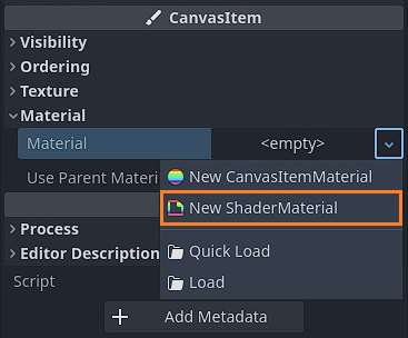 Creating a new ShaderMaterial in Godot 4