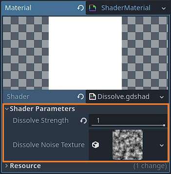 The 'Shader Parameters' section in the shader object in Godot 4