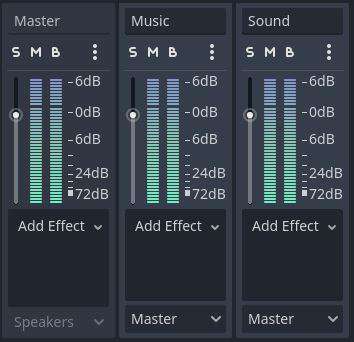 Audio bus layout example in Godot