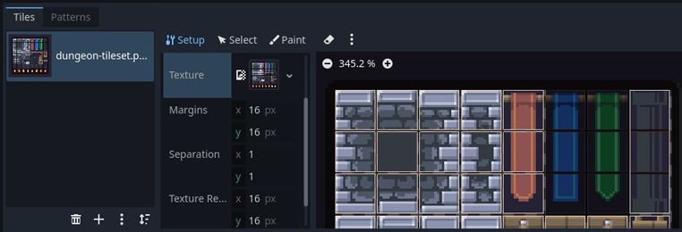 The tileset editor in Godot 4 game engine