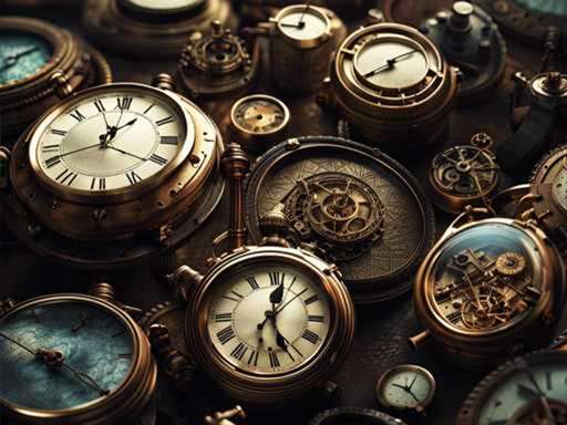 abstract Illustration of many clocks and timers