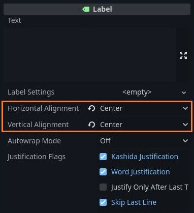 Label node properties in Godot